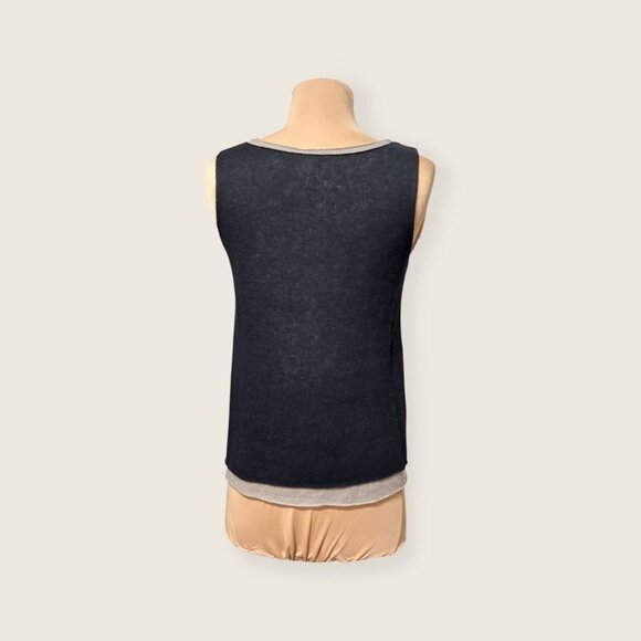 Eileen Fisher Layered Knit Tank XSP Black Taupe Top Sweater EUC Casual Classic - Picture 5 of 5